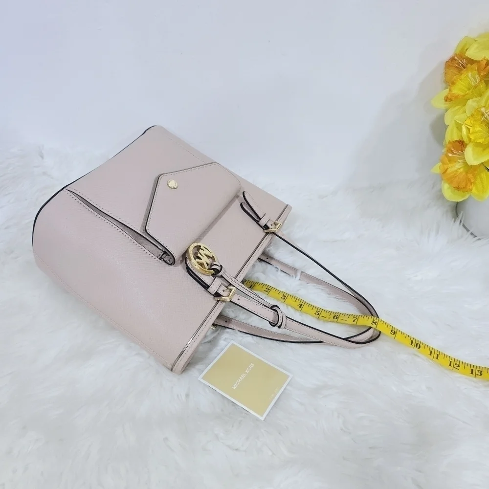 Michael Kors pink saffiano leather tote purse